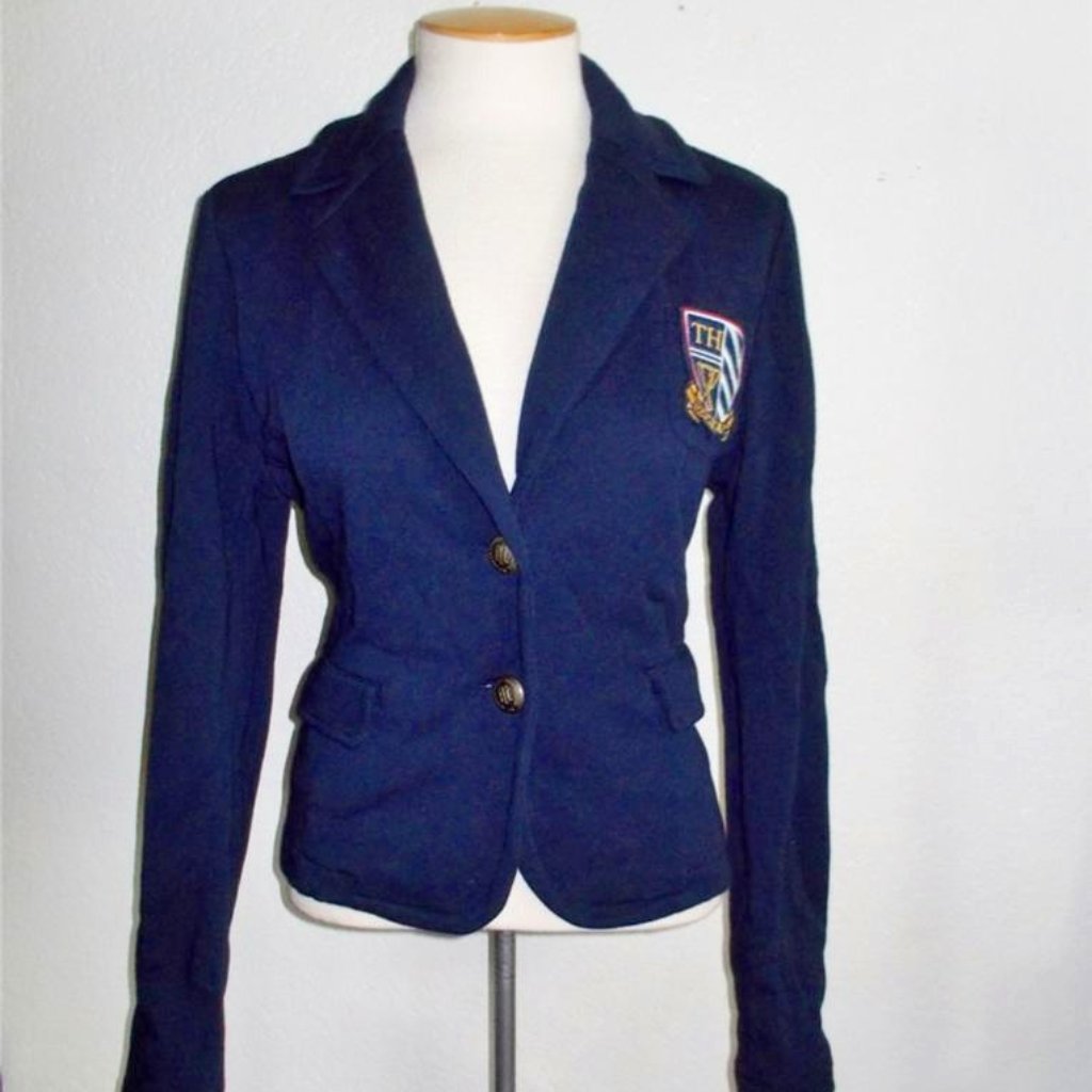 Tommy Hilfiger Ms Size Medium New Masters Navy Blue Crest Emblem Jacket Tommy Hilfiger Ms Size Medium New Masters Navy Blue Crest Emblem Jacket